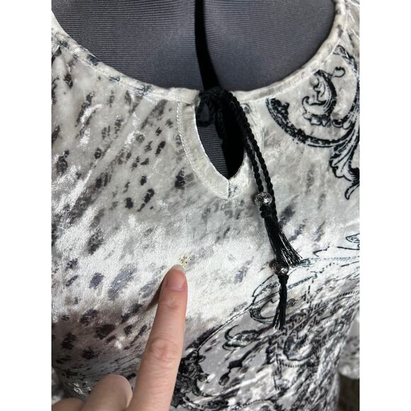 Christopher & banks knit top velour sheer white black - Picture 5 of 11